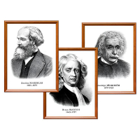 Портреты выдающихся физиков (деревянная рамка, под стеклом, комплект 8 шт.) - «globural.ru» - Дербент