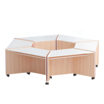 Композиция из корпусных столов трапеций (бук/белый) - «globural.ru» - Дербент